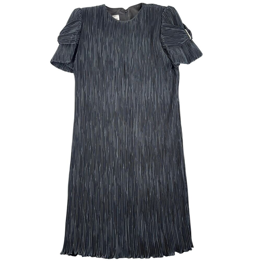 NWT Vintage 1990 Ann Hobbs for Cattiva Black Pleated Cocktail Dress ILGWU USA 10